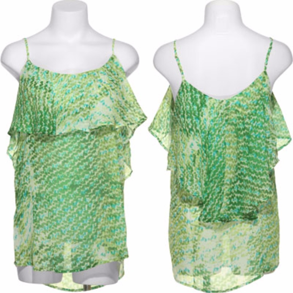Romeo and Juliet Couture Green Chiffon Top sz M